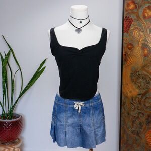 Pink Victoria's Secret Black Sweetheart Tank Top XXL Handkerchief Hem